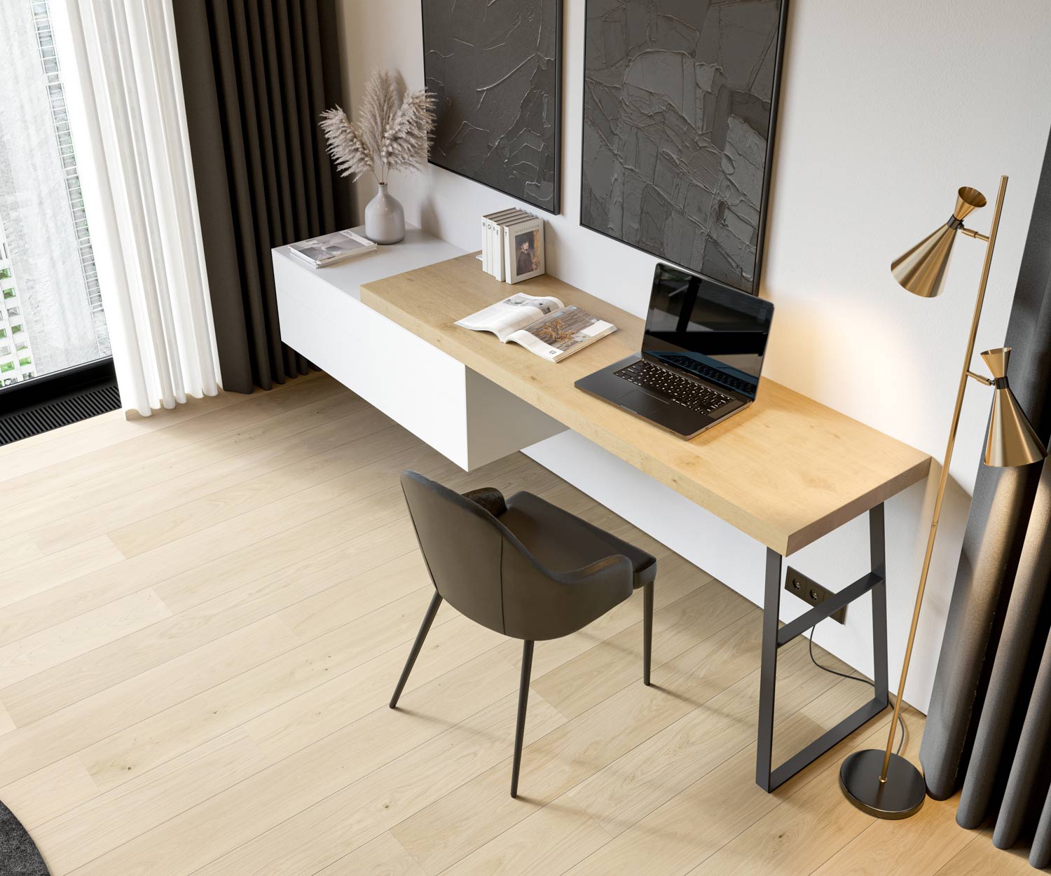 Design Homeoffice Schreibtisch mit Kommode