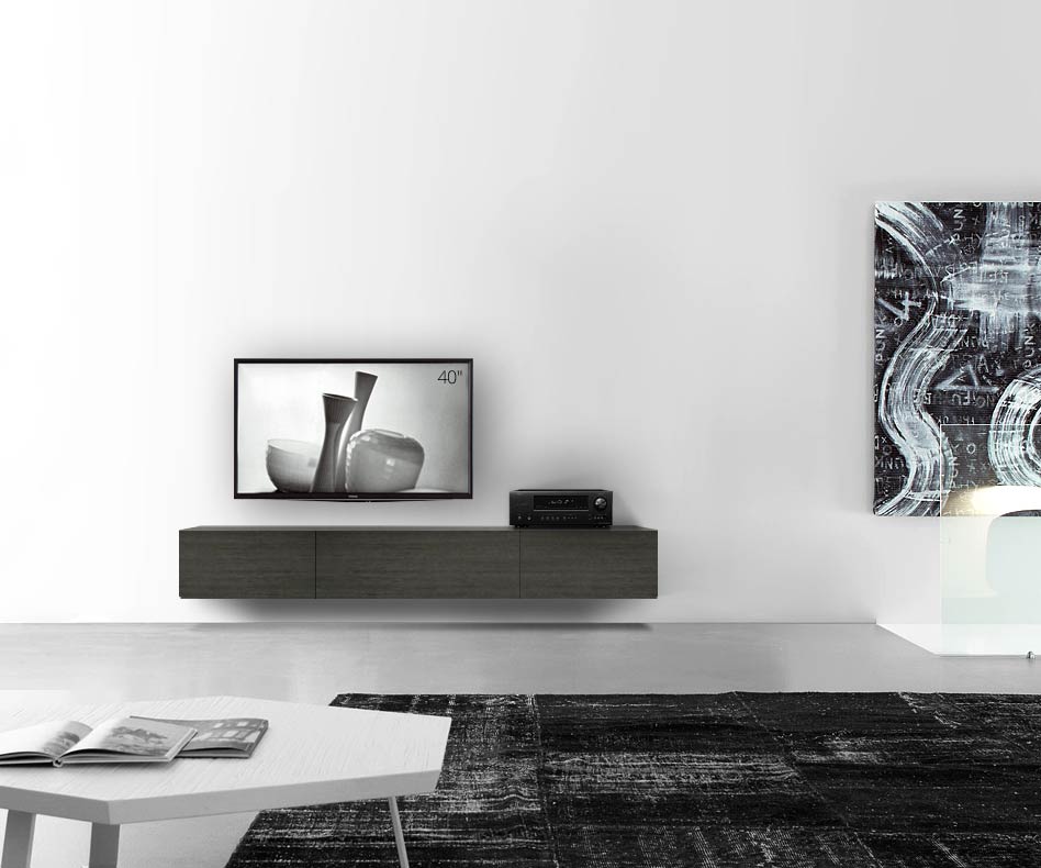 Livitalia Wood design lowboard configurator wall 210 cm 32 cm 56 cm grey oak Livitalia Wood design lowboard configurator wall 210 cm 32 cm 56 cm grey oak