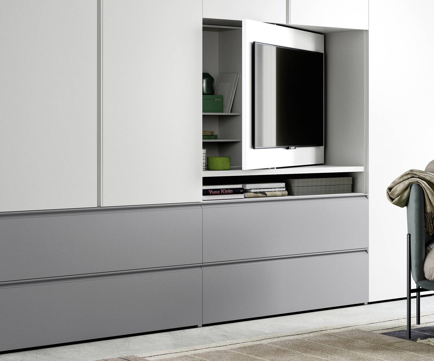 Moderner Design Kleiderschrank Gola TV Fach Element von Novamobili Moderner Design Kleiderschrank Gola TV Fach Element von Novamobili