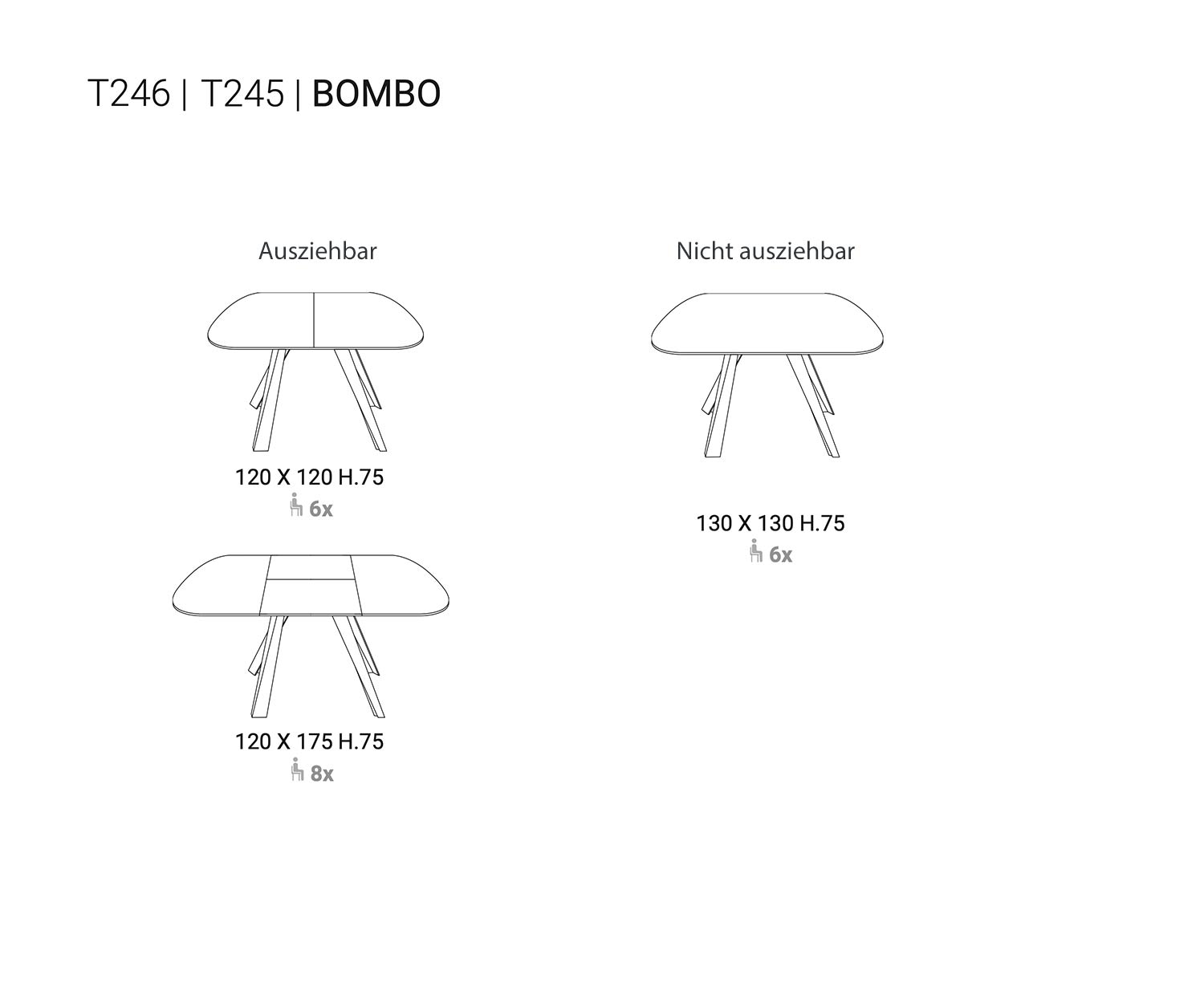 Ozzio Esstisch Bombo T245 T246 Skizzenzeichnung Ozzio Esstisch Bombo T245 T246 Skizzenzeichnung