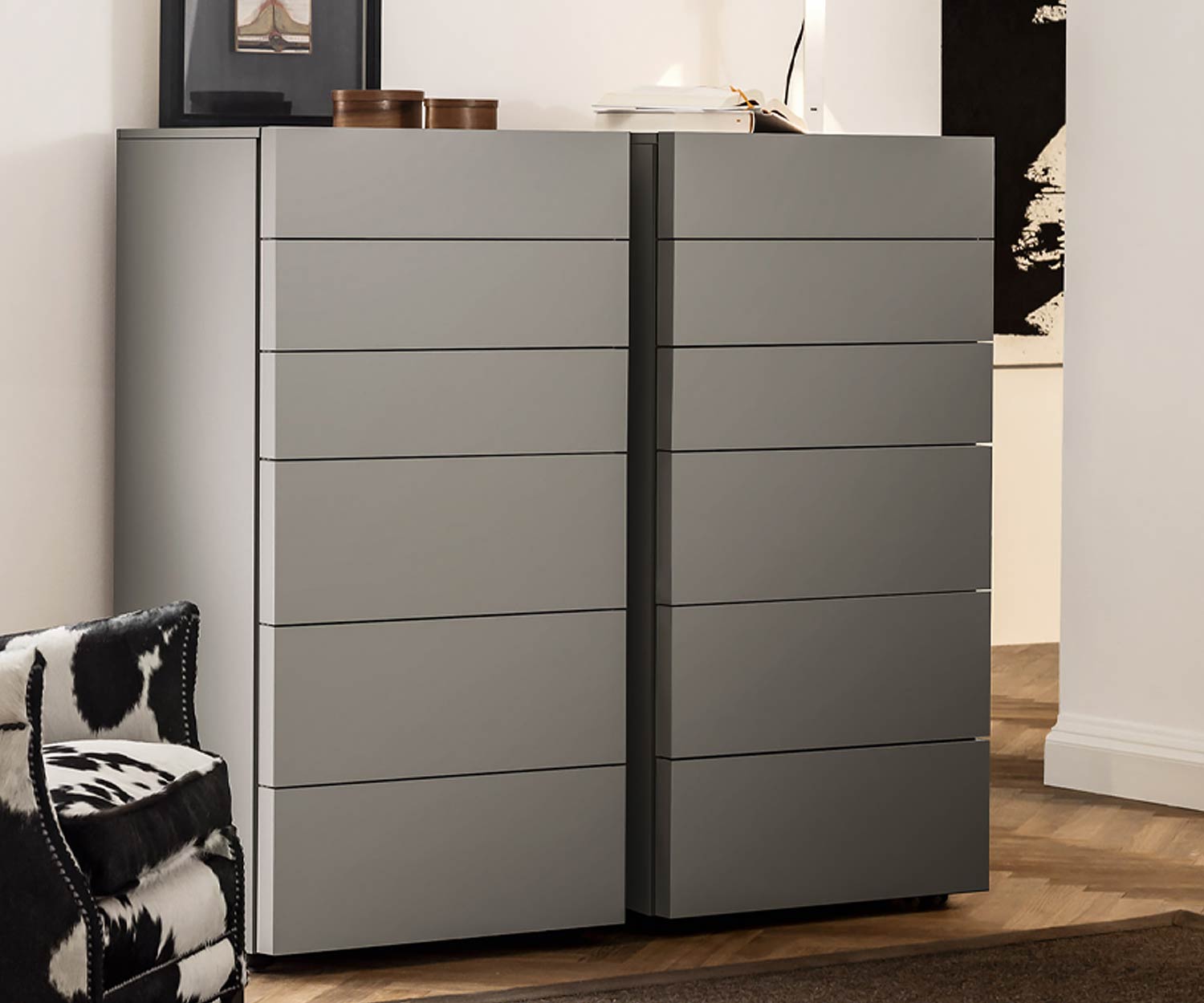 Moderne Livitalia Valeo Designer Hochkomode ohne Griffe
