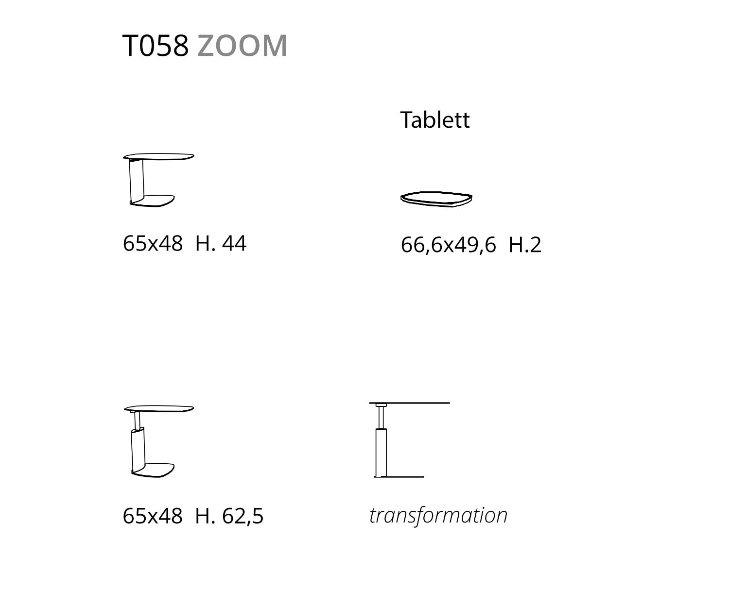 Side table height adjustable detail