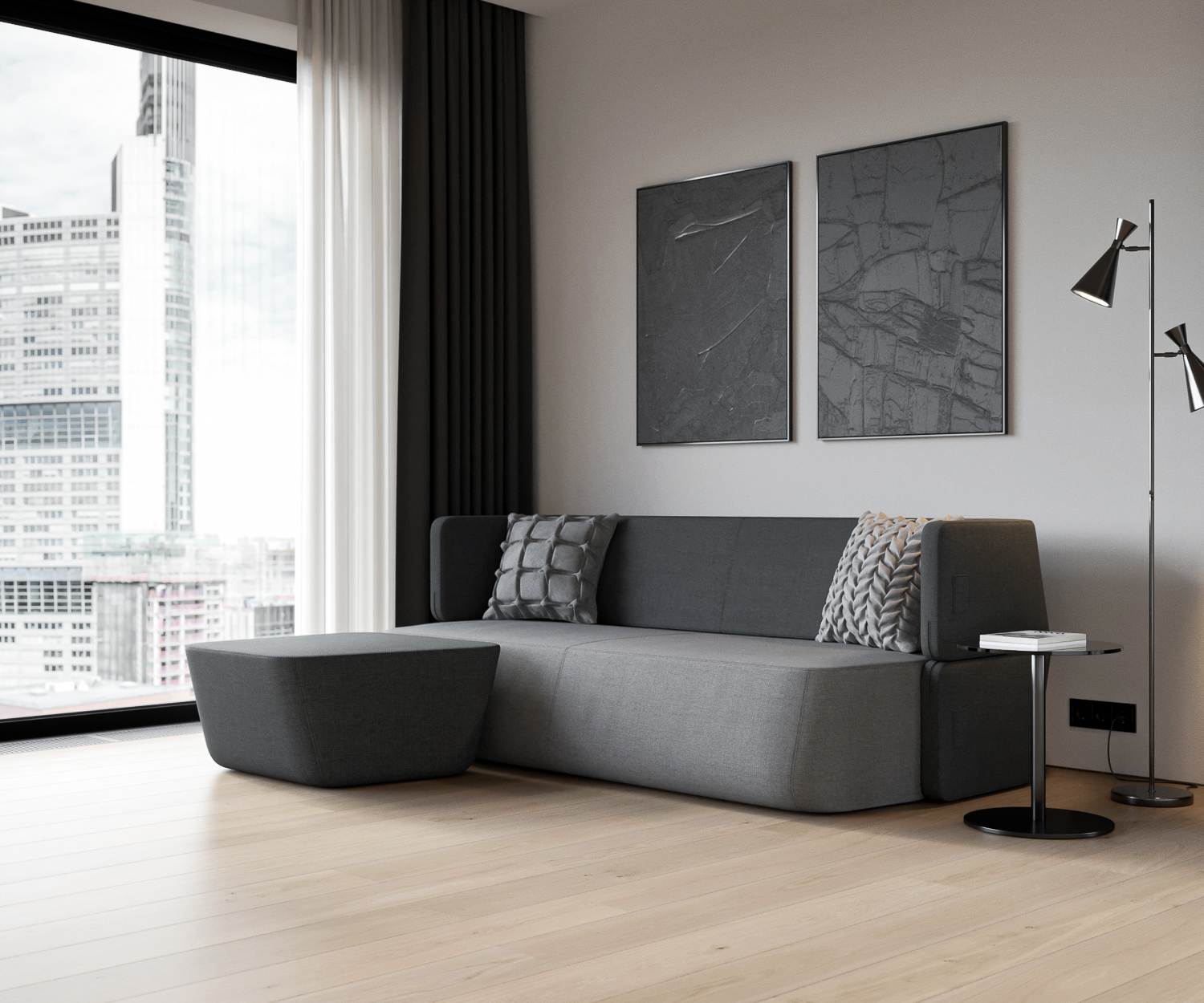 Revolve Emotionsbild Sofa seitlich mit Hocker