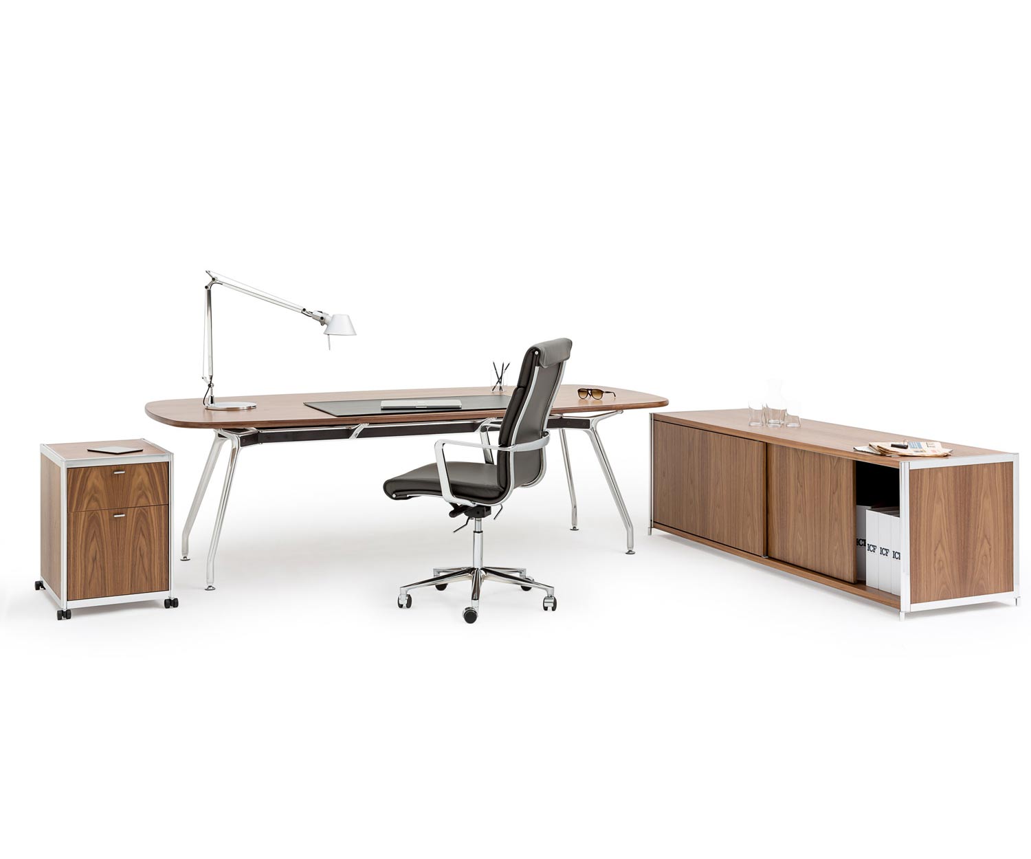 ICF Unitable Manager Walnuss Tischplatte Buerotisch 200x100cm