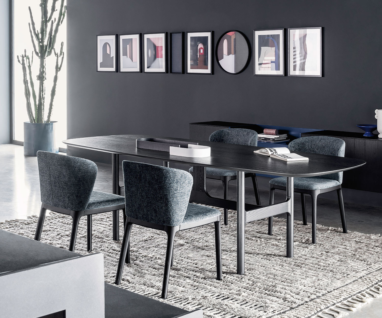 Blauer Novamobili Esszimmer Design Stuhl Navy in Eiche Carbon Blauer Novamobili Esszimmer Design Stuhl Navy in Eiche Carbon