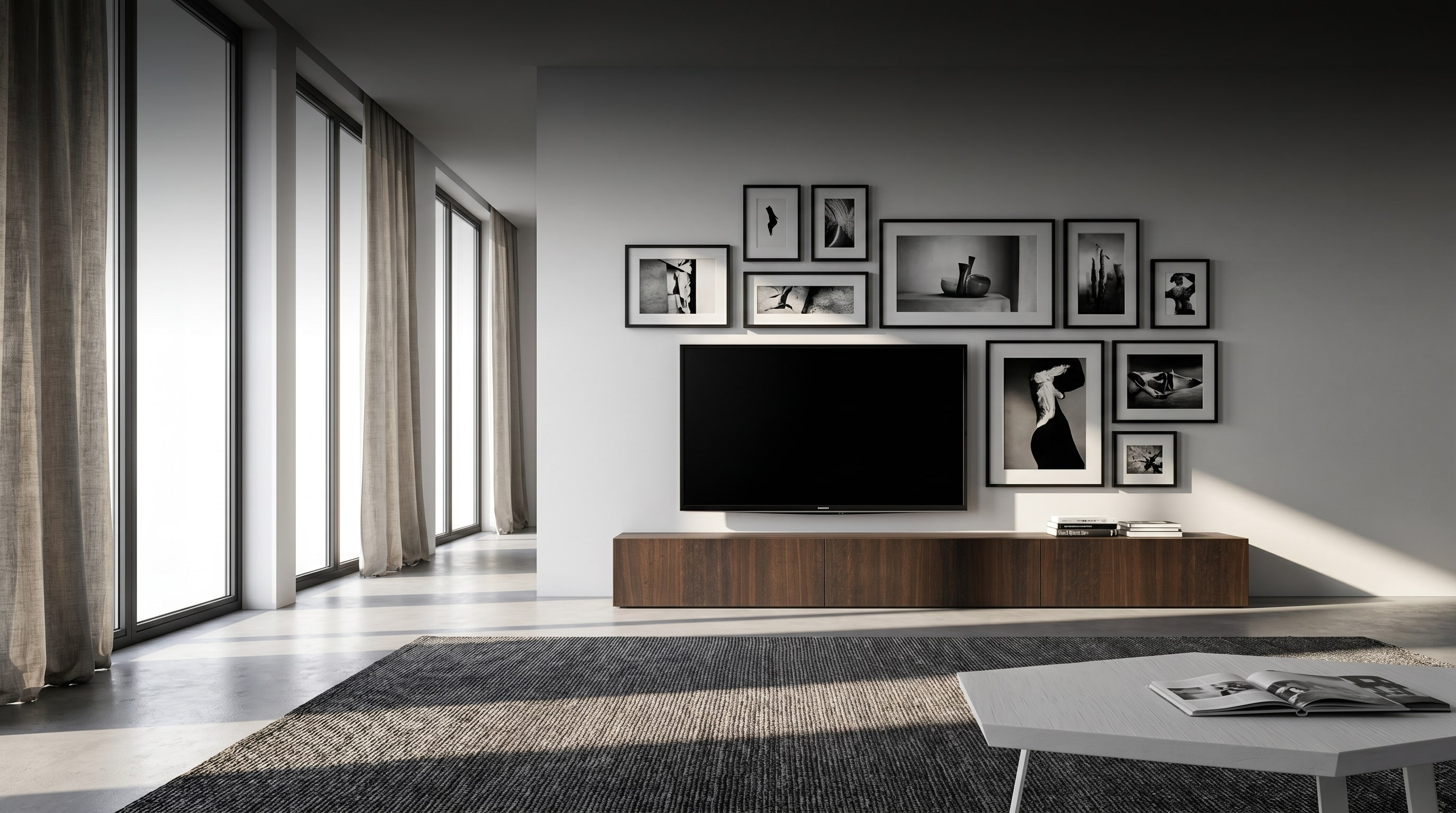 Fernseher in Bilderwand integrieren: Der 3-Zentimeter-Trick