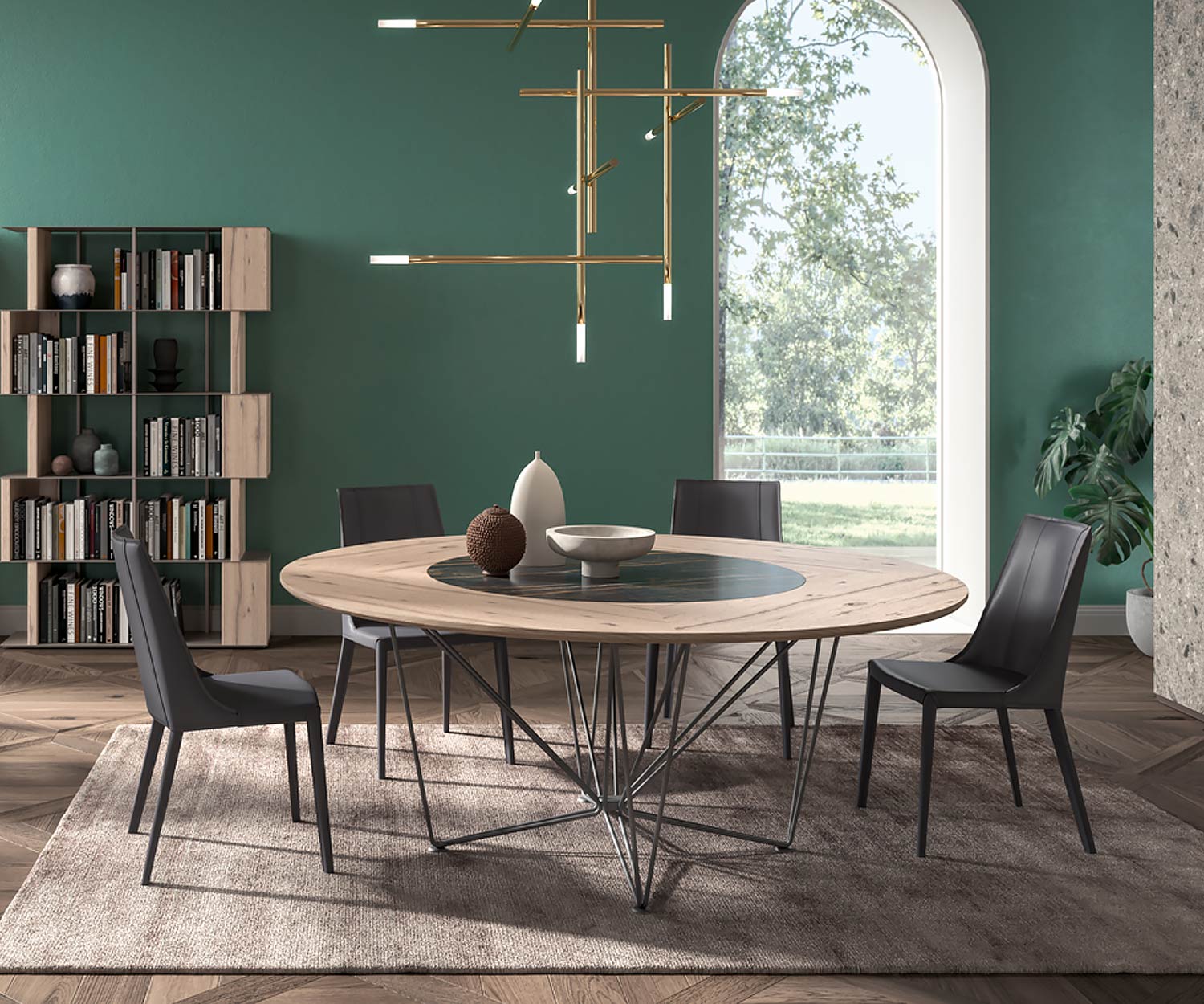 Ozzio Design Lederstuhl Esszimmerstuhl Loren S337 in Glattleder Dunkelgrau