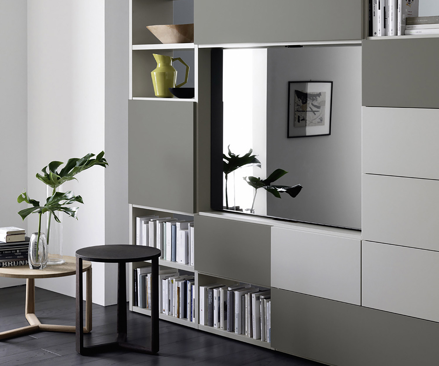 Exklusives Livitalia Bücherregal Regal mit drehbarem TV Paneel C90 Exklusives Livitalia Bücherregal Regal mit drehbarem TV Paneel C90