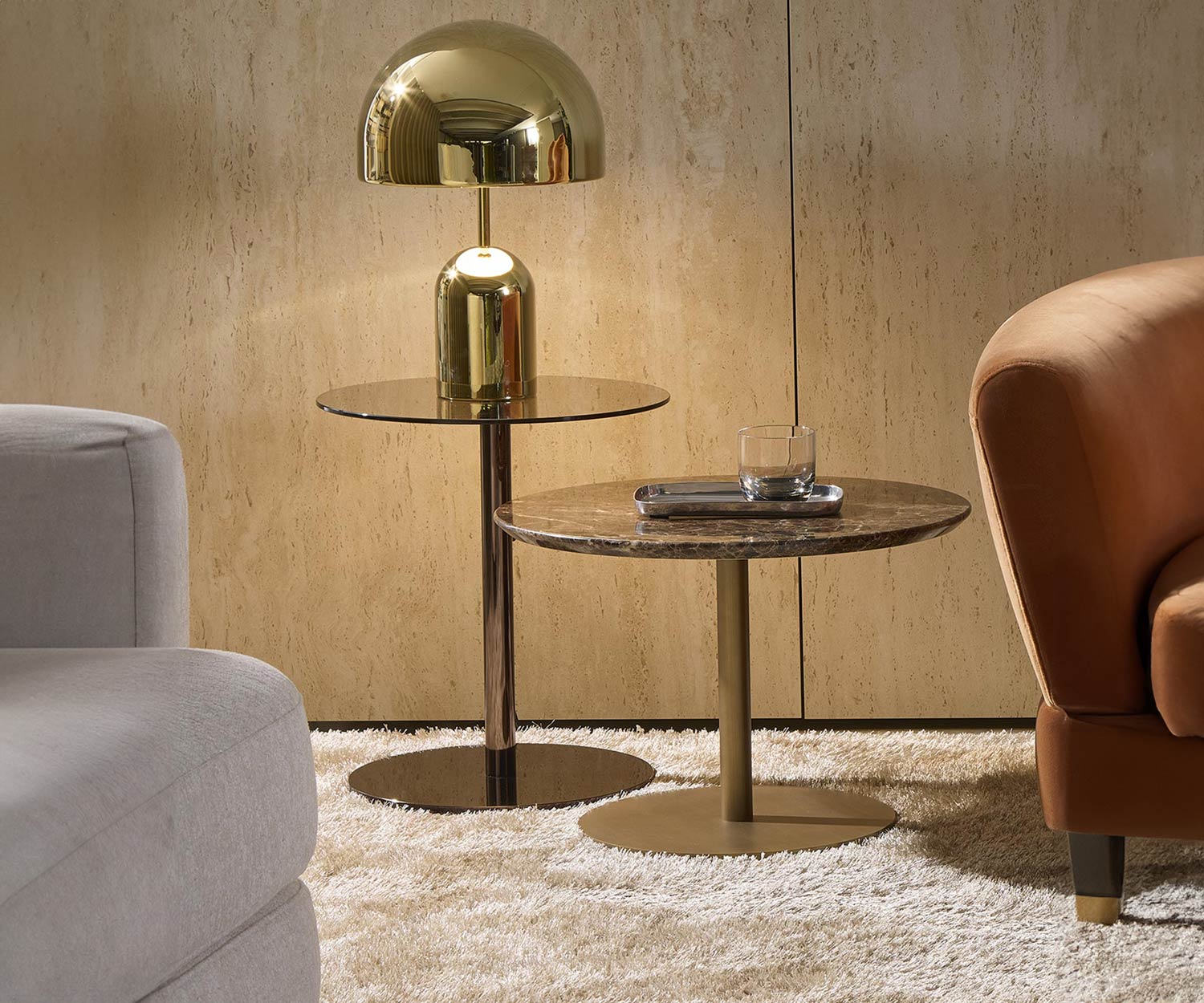 Exklusiver Marelli Design Beistelltisch Break Glas Tischplatte Bronze transparent Exklusiver Marelli Design Beistelltisch Break Glas Tischplatte Bronze transparent