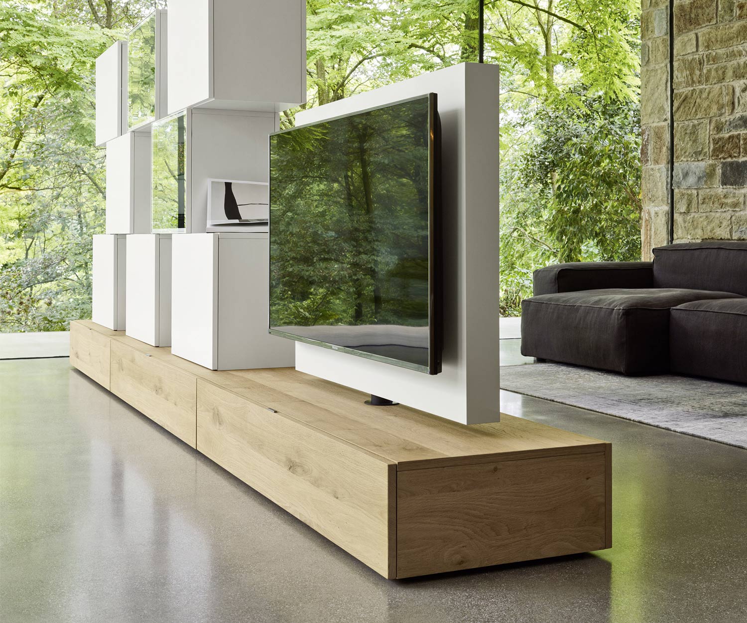 Exclusive Livitalia Roto Design Lowboard Design room divider with swivelling TV panel Exclusive Livitalia Roto Design Lowboard Design room divider with swivelling TV panel