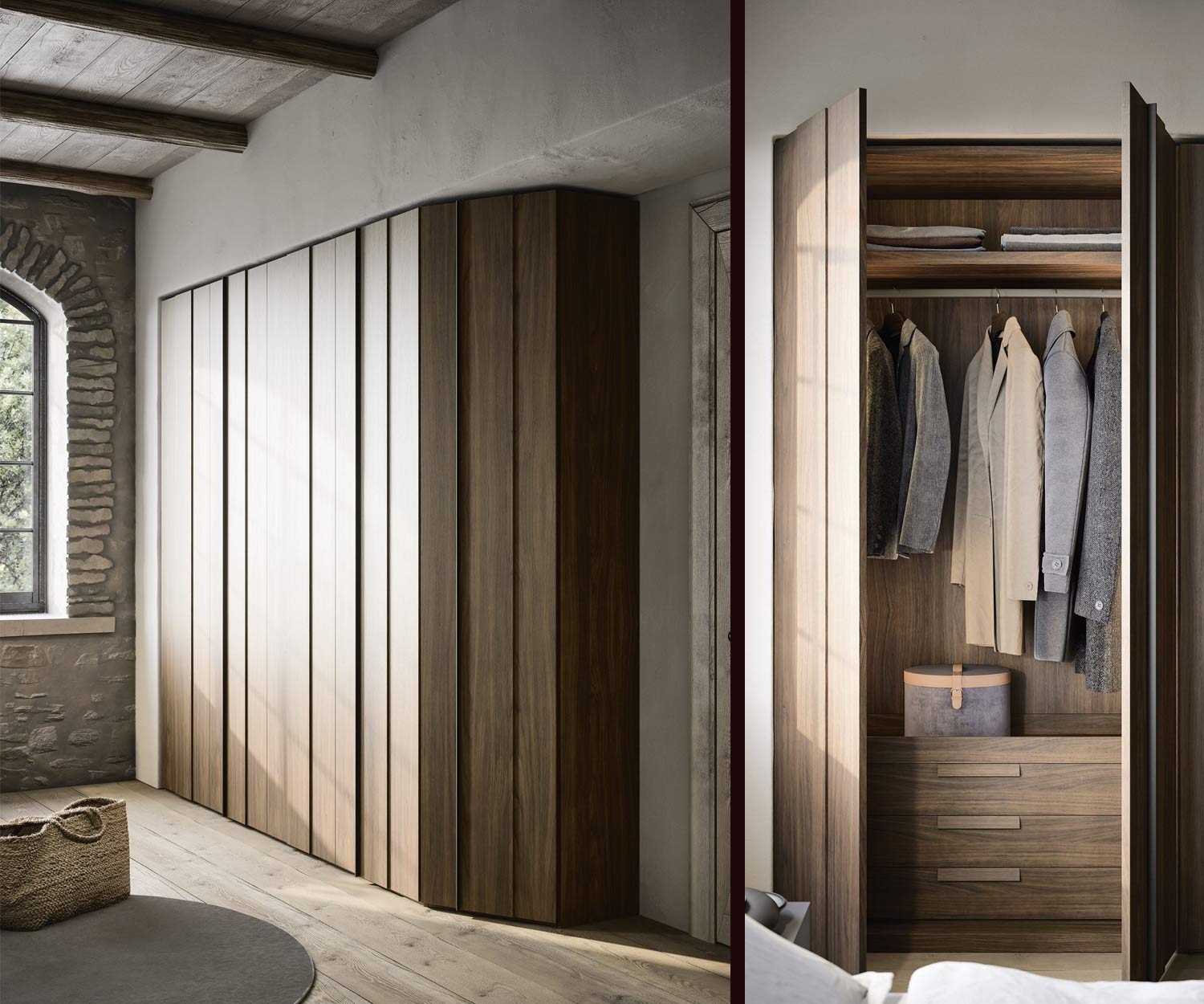 Holzkleiderschrank YNCA Novamobili mit Eckmodul