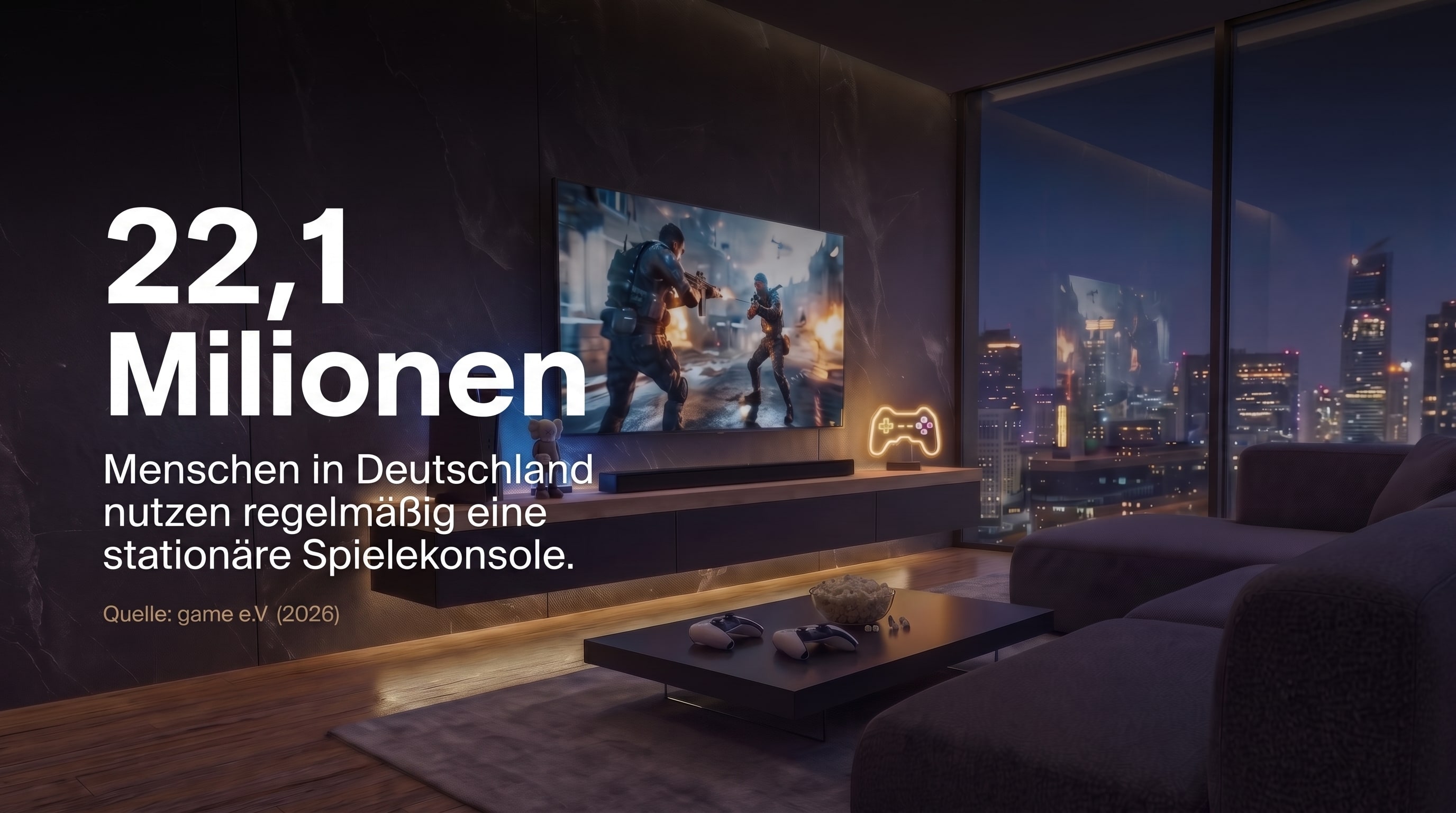 22,1 Millionen &ndash; People in Germany regularly use a stationary game console.