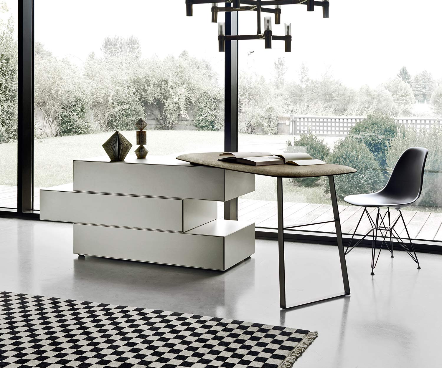 Exklusive Livitalia Ecletto Design Kommode mit Schminktisch in Hellgrau Matt