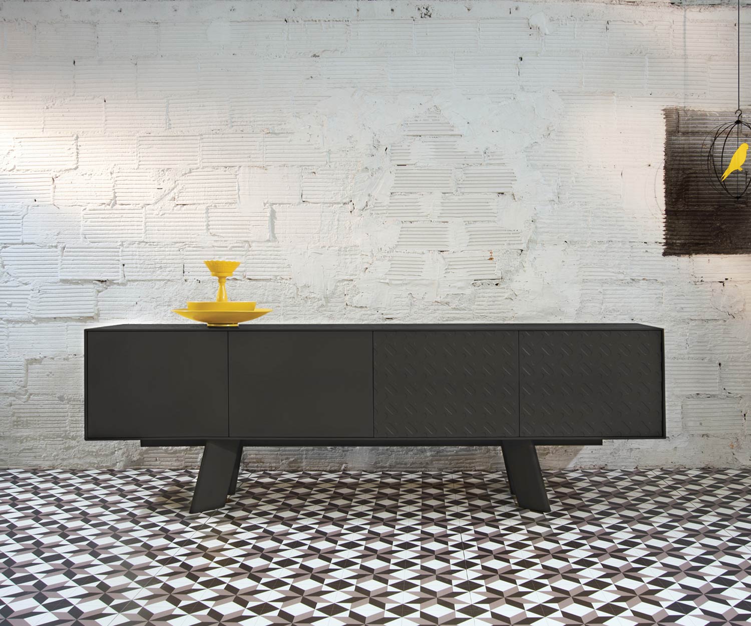 al2 Alhambra sideboard in black on a black wooden frame al2 Alhambra sideboard in black on a black wooden frame