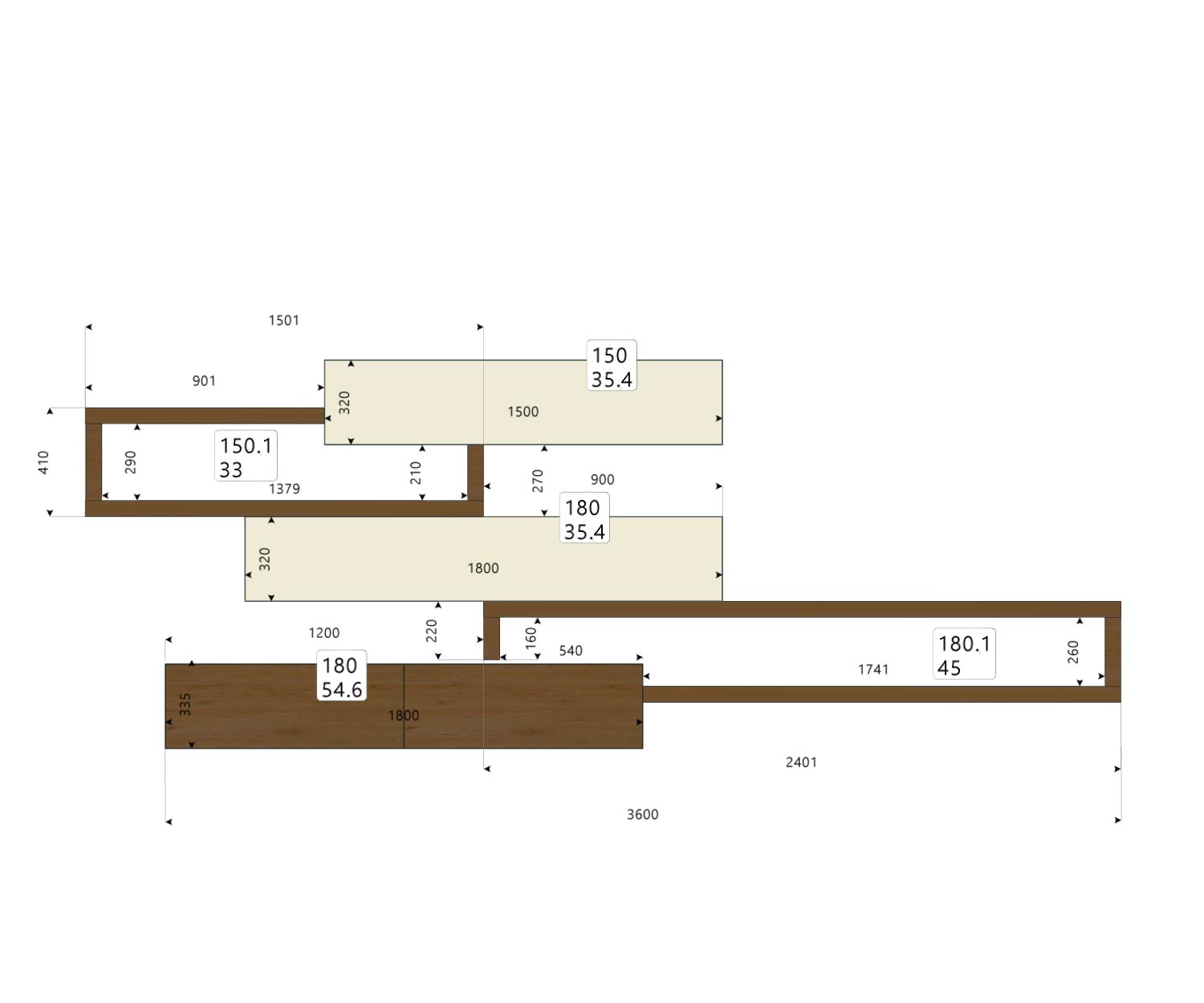 Livitalia Wall unit C25 Sketch Sizes Sizes Dimensions