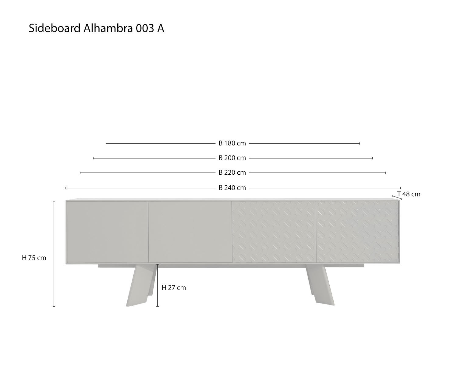 Sketch Dimensions Sizes Variants of al2 Designer sideboard Alhambra 003 Sketch Dimensions Sizes Variants of al2 Designer sideboard Alhambra 003