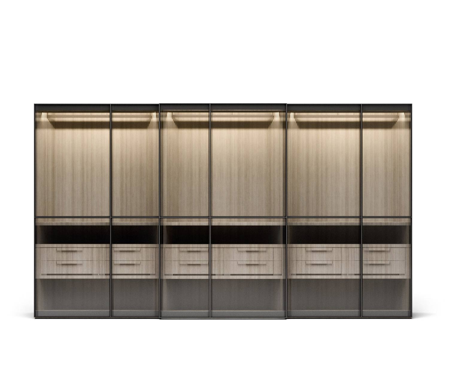Novamobili Design Kleiderschrank Layer mit drei Glasschiebetüren