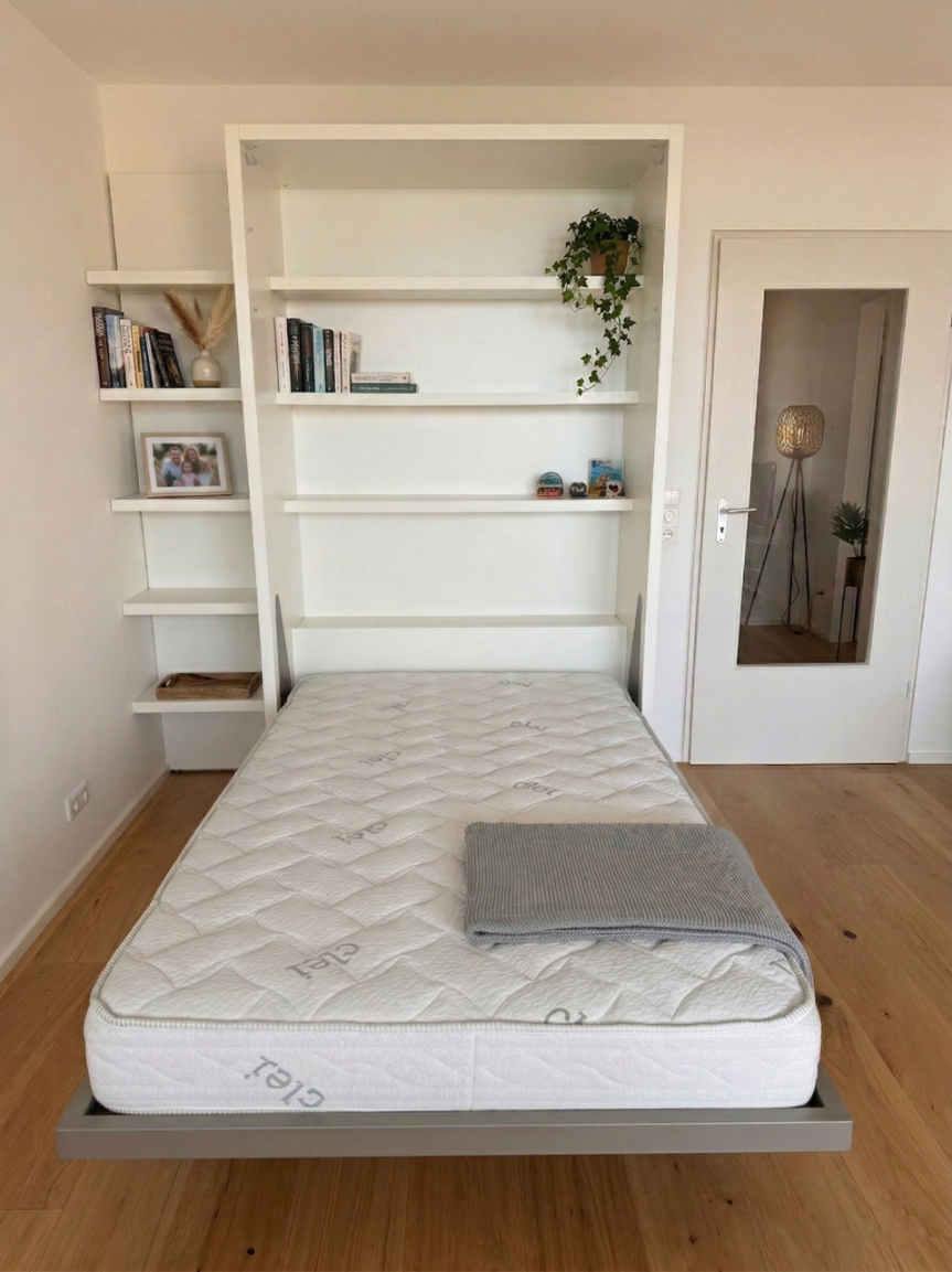 Clei Schrankbett Altea Book 120 Board mit Regalbden melamin Wei