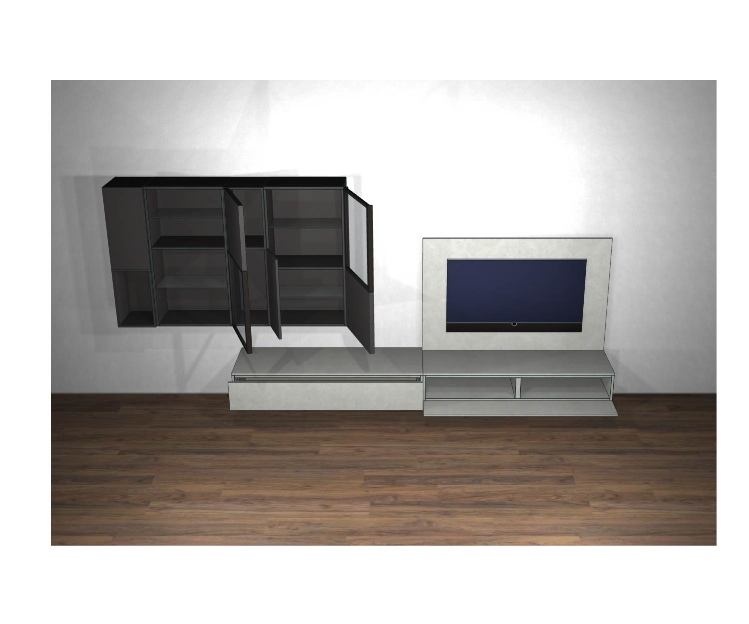 Livitalia Design wall unit C39 open doors and open elements Livitalia Design wall unit C39 open doors and open elements