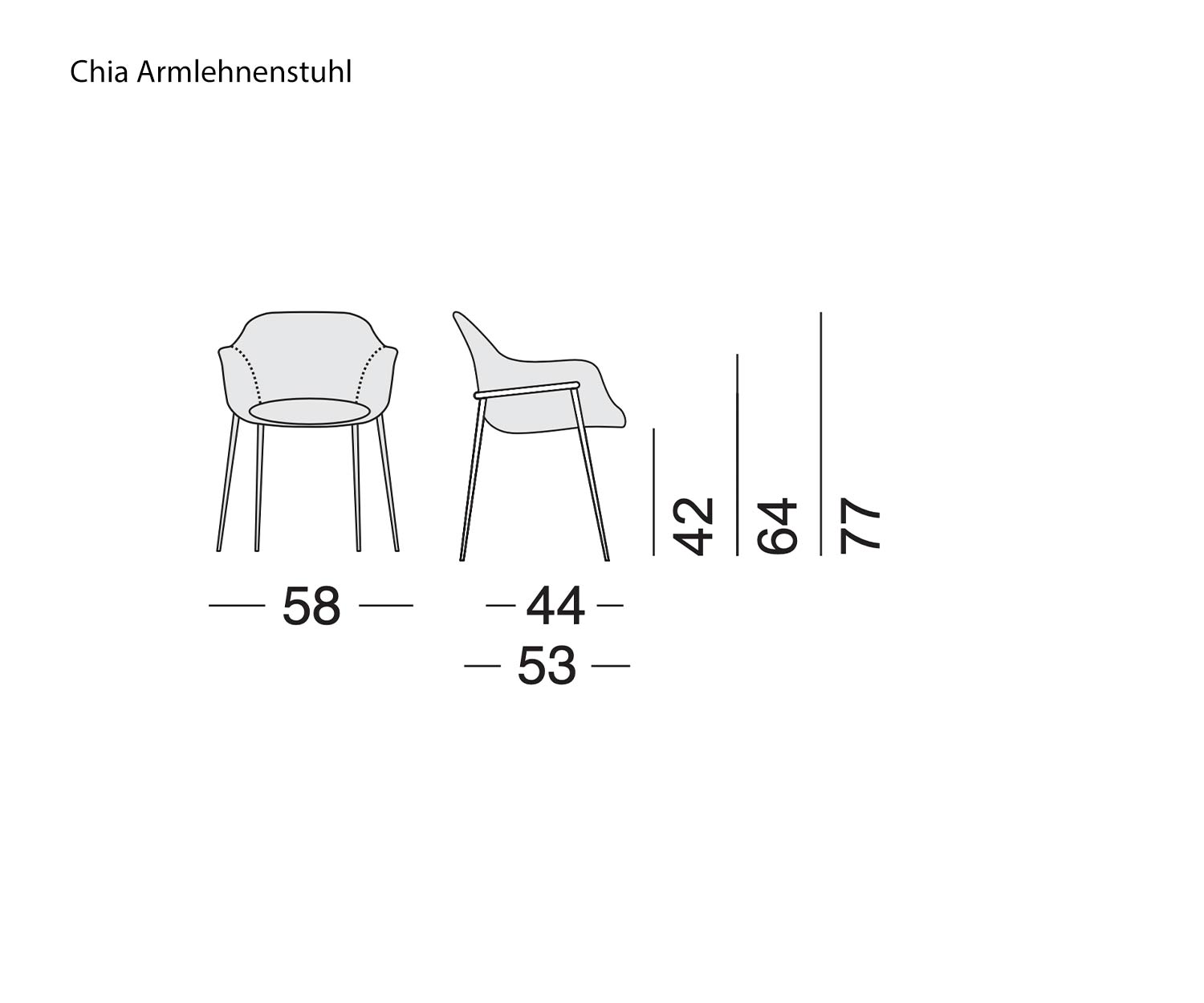 Skizze Maße Größengaben Größen Design Lehnstuhl Chia