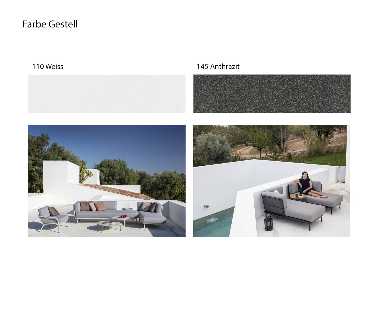 Todus Baza Gartensofa Farbe Gestell Weiß Anthrazit Dunkelgrau