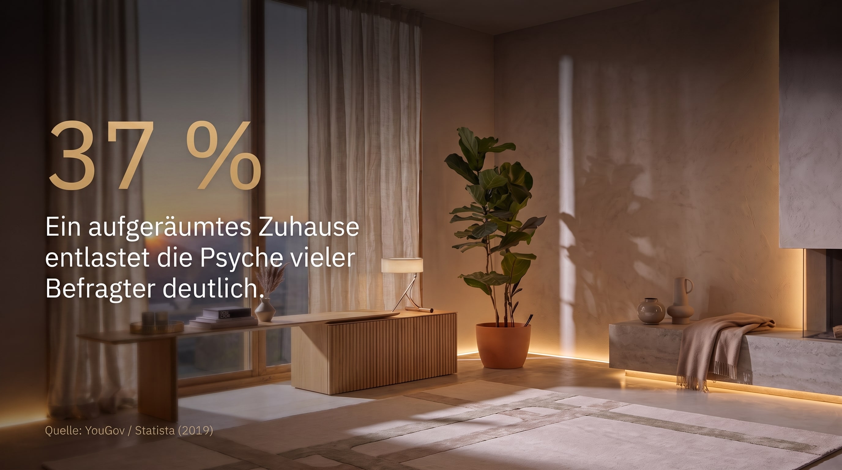 37 % – A tidy home significantly relieves the psyche of many respondents.