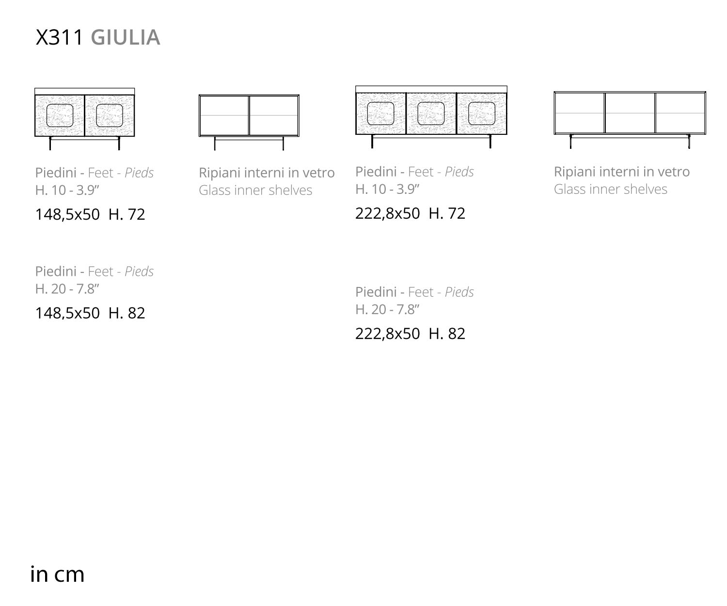 Ozzio Giulia X311 Design Sideboard mit Silber Glasfront Ozzio Giulia X311 Design Sideboard mit Silber Glasfront