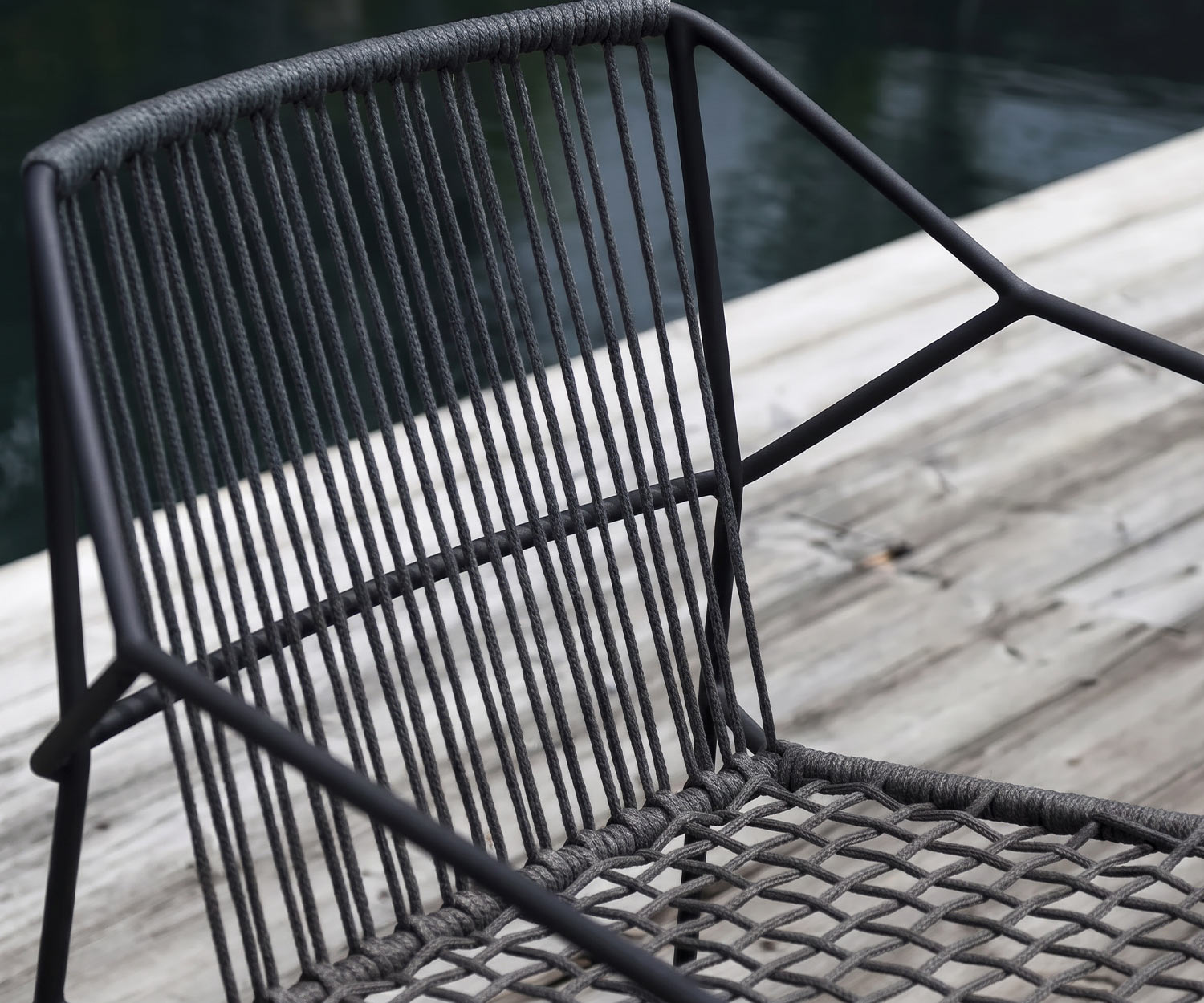 Wetterfester Oasiq Sandur Gartenstuhl ohne Armbespannung Posterauflage Weiß Gestell Weiß