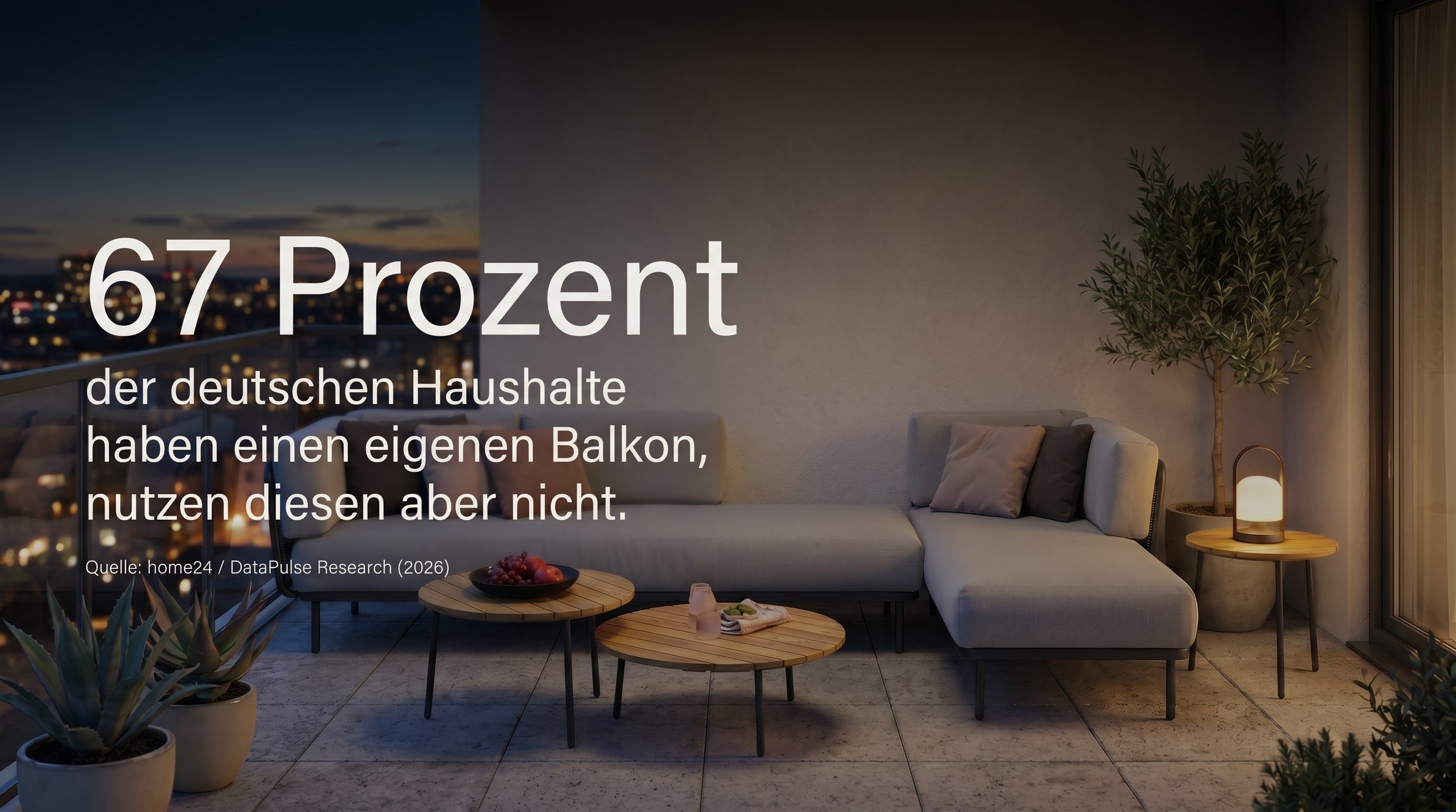 67 Prozent – Rund 67 Prozent der deutschen Haushalte haben einen eigenen Balkon.