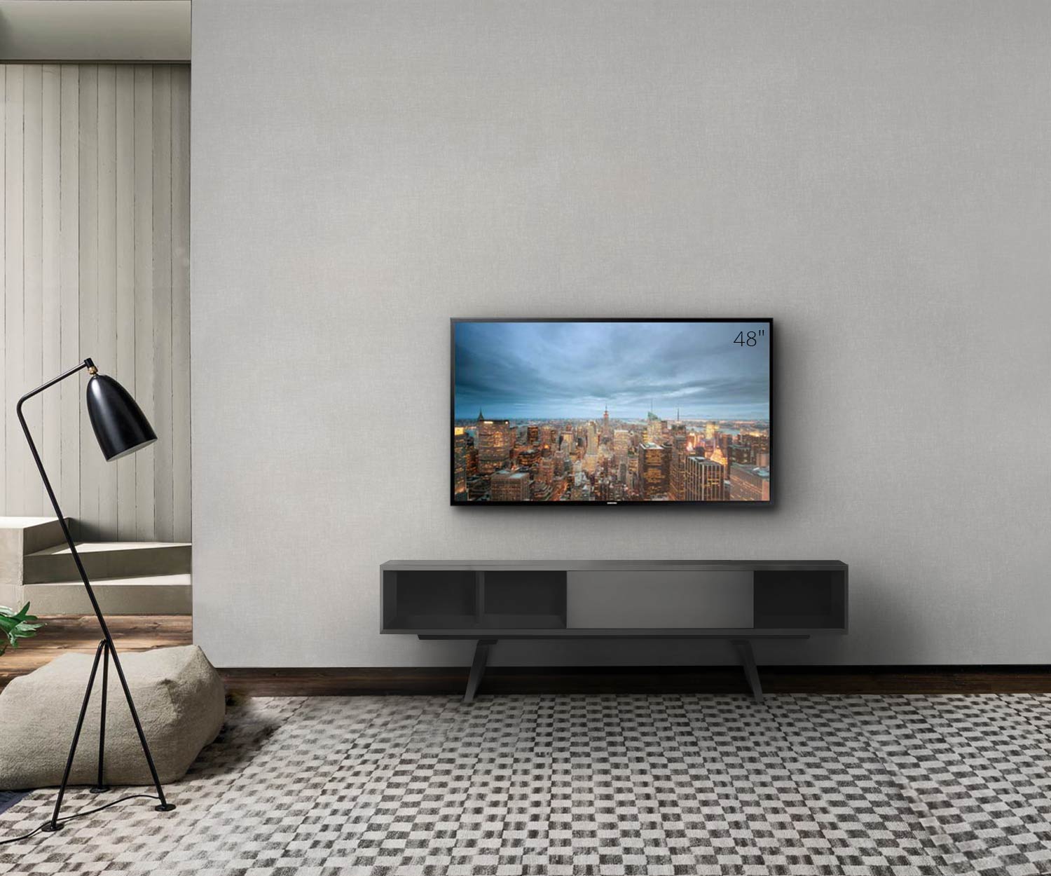 Hochwertiges al2 e klipse 005 Design TV Design Lowboard mit offenem Fach in Dunkelgrau
