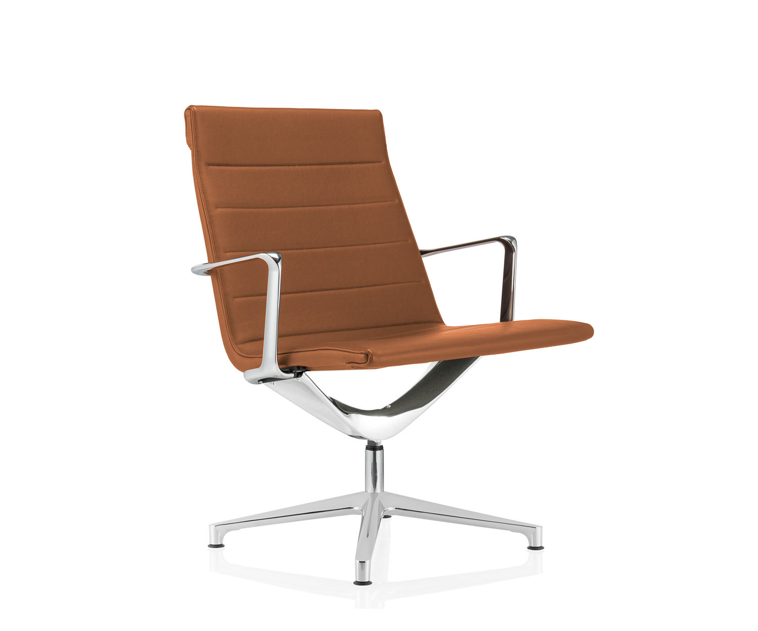 Moderner ICF Valea Lounge Drehstuhl Aluminium Leder Tobacco Moderner ICF Valea Lounge Drehstuhl Aluminium Leder Tobacco